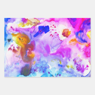 Watercolor colourful textured painting vivid purpl wrapping paper sheet