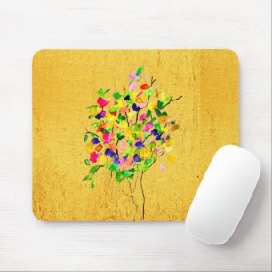 Watercolor colourful tree mouse mat