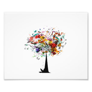 Watercolor colourful tree n butterfly.png photo print