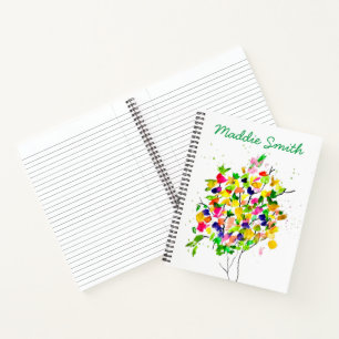 Watercolor colourful tree notebook