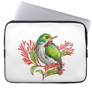 Watercolor colourful tropical bird laptop sleeve
