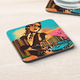 Watercolor Colourful Urban City  Beverage Coaster