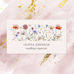 Watercolor Colourful Wildflower Business Card