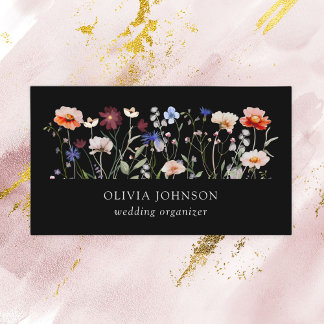Watercolor Colourful Wildflower Business Card