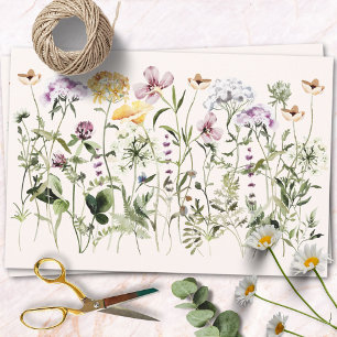 Watercolor Colourful Wildflower Garden Wrapping Paper Sheet