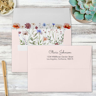 Watercolor Colourful Wildflower Meadow Envelope