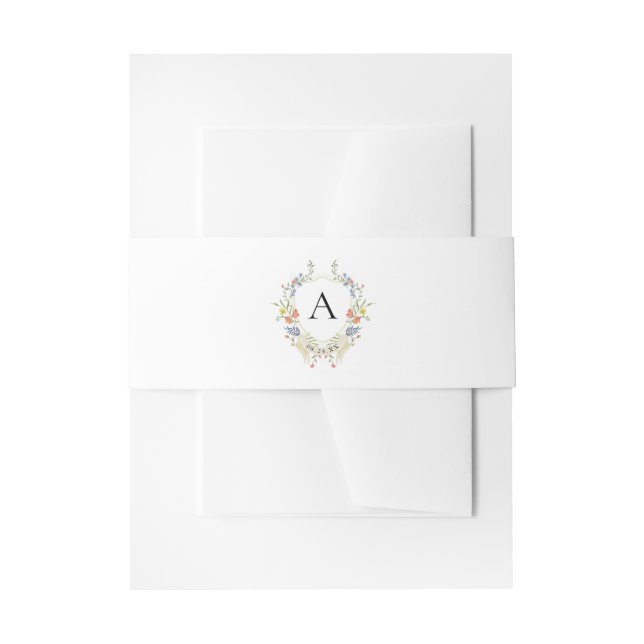 Watercolor Colourful Wildflower Wedding Crest  Invitation Belly Band (Front Example)