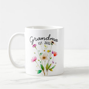Watercolor Colourful Wildflowers First Time Grandm Coffee Mug