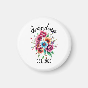 Watercolor Colourful Wildflowers Grandmother Magnet