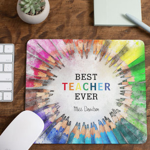 Watercolor Colouring Pencils   Best Teacher Ever Mouse Mat
