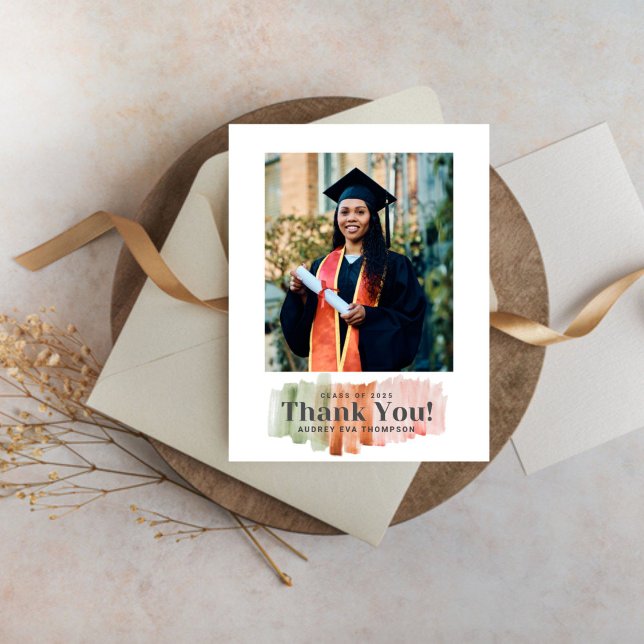 Watercolor Colours Graduation Thank You Invitation (Creator Uploaded)