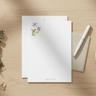 Watercolor Columbine with Hummingbird Personalised Stationery