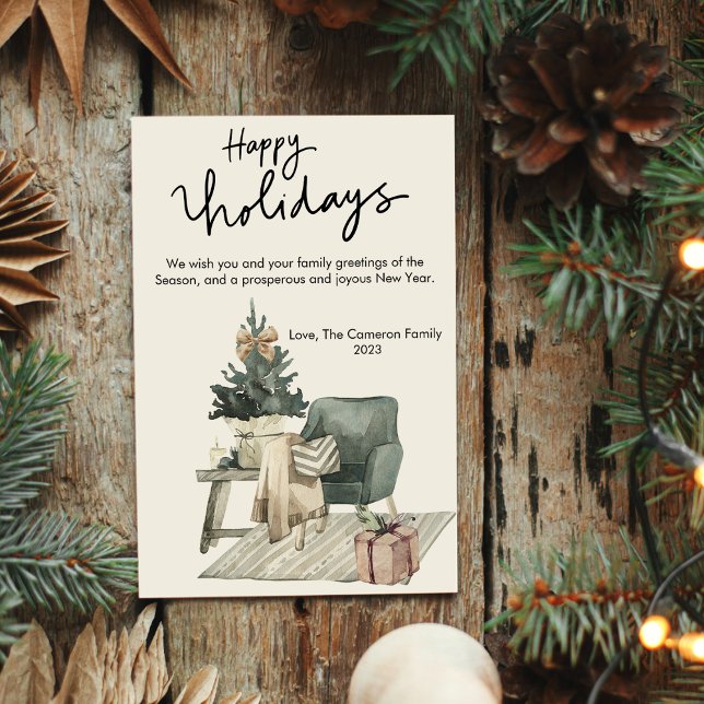  Watercolor Comfy Cosy Chair Flat Holiday Card (Creator Uploaded)