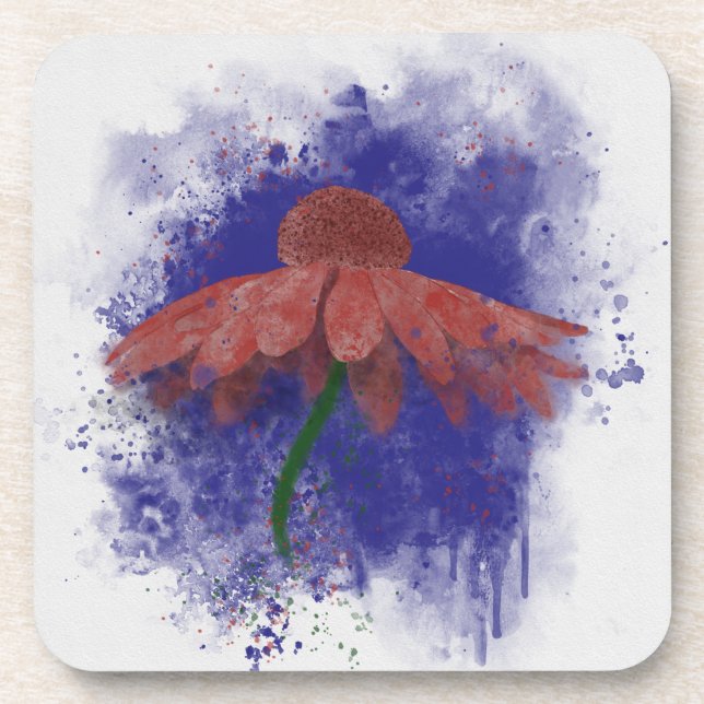 Watercolor Coneflower Coaster (Front)