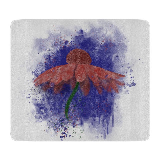 Watercolor Coneflower Cutting Board (Front)