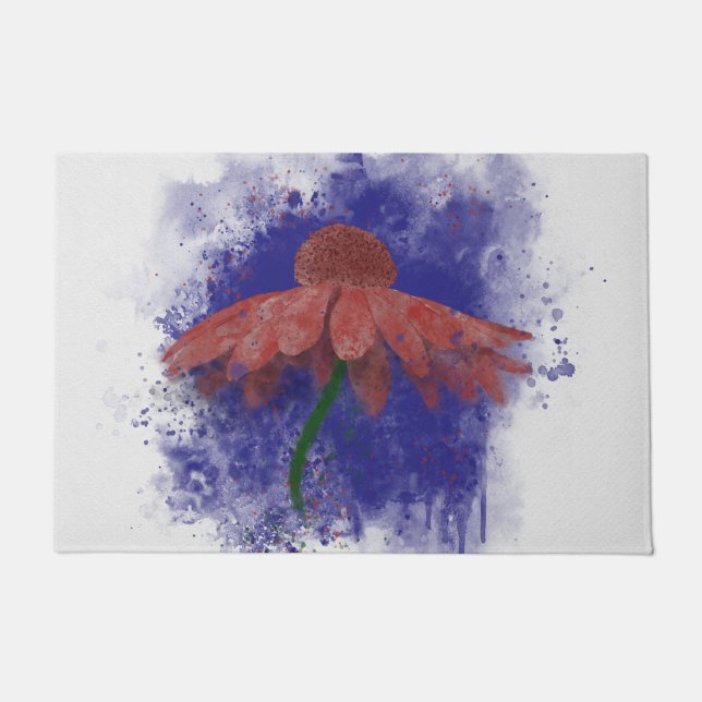 Watercolor Coneflower Doormat (Front)