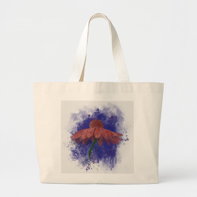 Watercolor Coneflower Large Tote Bag (Front)