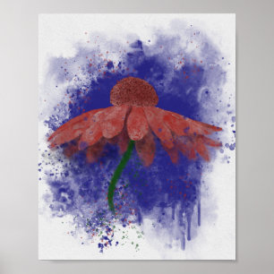 Watercolor Coneflower Poster