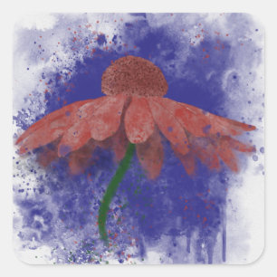 Watercolor Coneflower Square Sticker