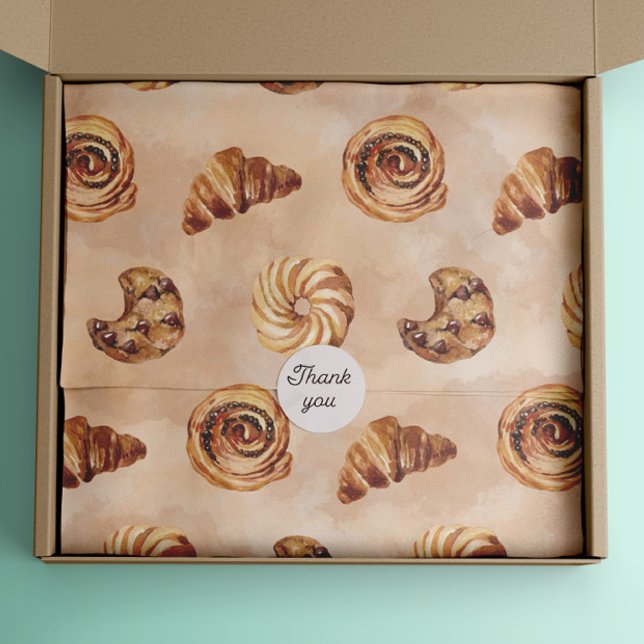 Watercolor Confectionery Food Brunch Tissue Paper (watercolor patisserie confectionery wrapping tissue paper)