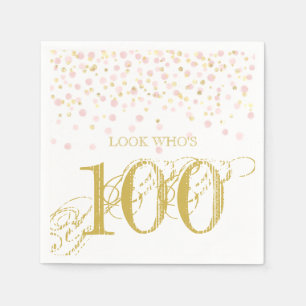 Watercolor Confetti 100th Elegant Birthday Her Napkin