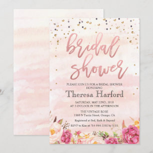 Watercolor Confetti Bridal Shower Invitation