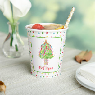 Watercolor Confetti Christmas Tree Paper Cups