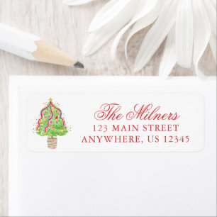 Watercolor Confetti Christmas Trees Address