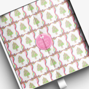 Watercolor Confetti Christmas Trees & Ribbon Tissue Paper