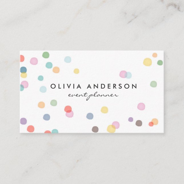 Watercolor confetti Colours business cards Event (Front)