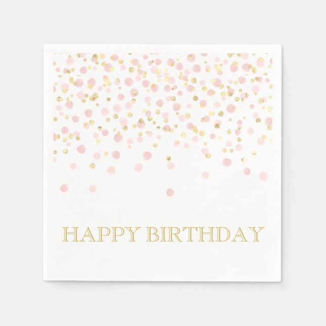 Watercolor Confetti Happy Birthday Elegant Chic Napkin (Front)