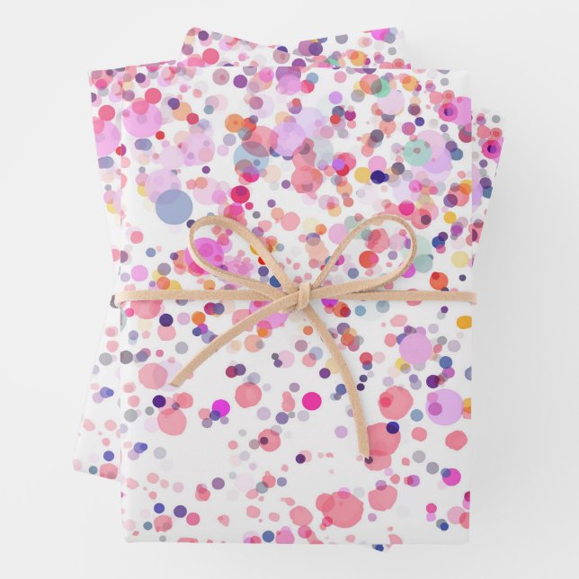 Watercolor Confetti Multicolored Abstract 3 Wrapping Paper Sheet (In situ)