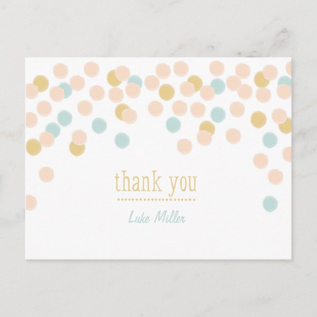 Watercolor Confetti Thank You Postcards (Front)