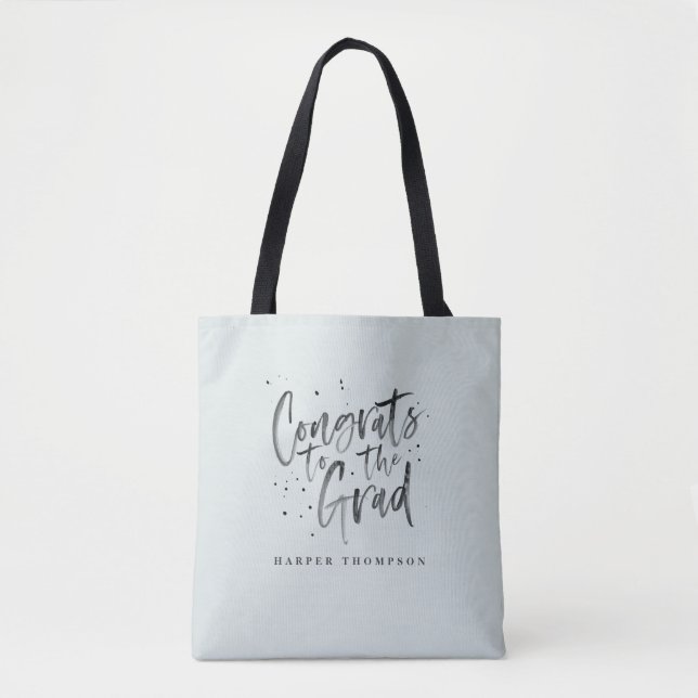 Watercolor congrats to the grad graduate tote bag (Front)
