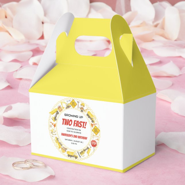 Watercolor Construction 2nd Birthday Party  Favour Box (Wedding)