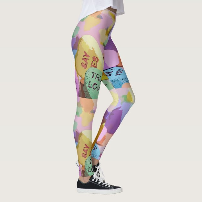 Watercolor Conversation Hearts Leggings (Right)