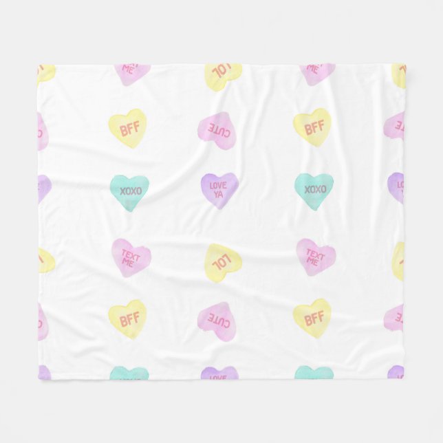 Watercolor Convo Heartz BFF Medium Fleece Blanket (Front (Horizontal))