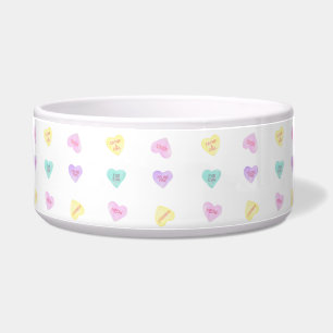 Watercolor Convo Heartz Cat Pattern Pet Bowl