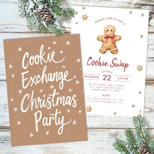 Watercolor Cookie Exchange Christmas Party Invite (Cookie Swap Xmas Party Invite)