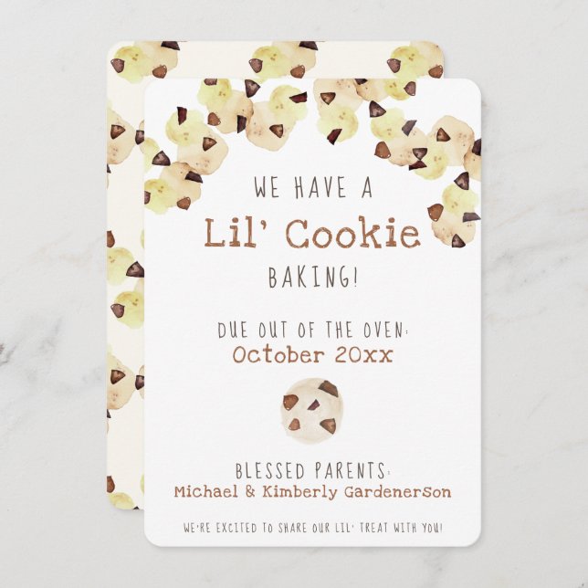 Watercolor Cookie Pregnancy  Announcement (Front/Back)