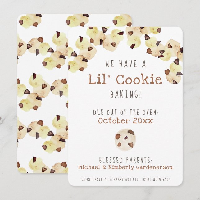 Watercolor Cookie Pregnancy  Announcement (Front/Back)
