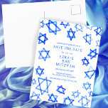 Watercolor Cool Blue Star of David Bar Bat Mitzvah<br><div class="desc">Perfect card to announce the upcoming date of a bat mitzvah, bar mitzvah or other Jewish celebration! Hand made watercolor art for you on the front and back side! FULLY CUSTOMIZABLE! Click on “Personalise” above to edit the text. Click "edit using design tool" to adjust the fonts, colours and placements...</div>