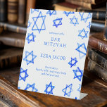 Watercolor Cool Blue Star of David Bar Bat Mitzvah Pedestal Sign<br><div class="desc">Perfect sign for a bat mitzvah, bar mitzvah or other Jewish celebration! Hand made watercolor art for you on the front! FULLY CUSTOMIZABLE! Click on “Personalise” above to edit the text. Click "edit using design tool" to adjust the fonts, colours and placements. Different sign styles and colours also available in...</div>