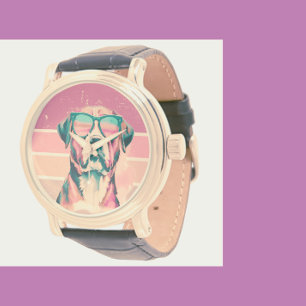 Watercolor Cool Dog watch
