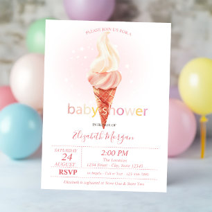 Watercolor Cool Ice cream Polka Dots Baby Shower Invitation