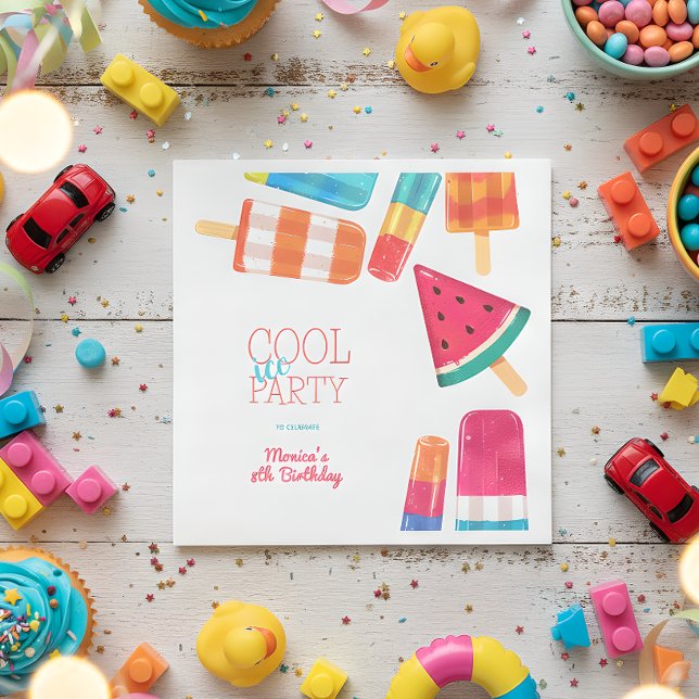 watercolor cool ice ice-cream party birthday napkin (Creator Uploaded)