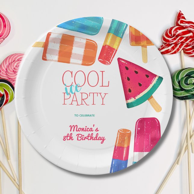watercolor cool ice ice-cream party birthday paper plate (Creator Uploaded)