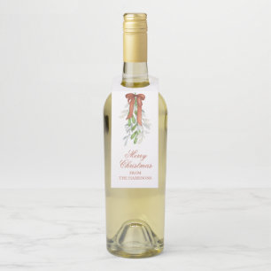 Watercolor Copper Bow Ribbon Garland Christmas Bottle Tag