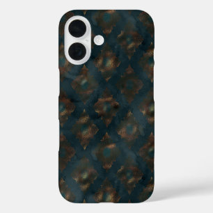 Watercolor Copper Patina Damask Pattern  iPhone 16 Case
