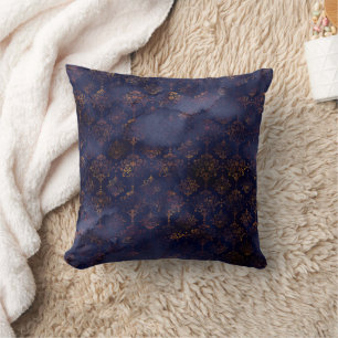 Watercolor Copper Patina Damask Pattern Cushion